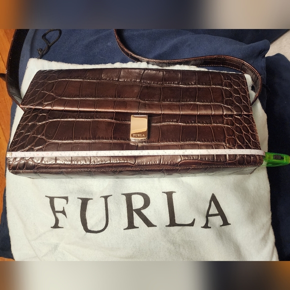 Furla alligator embossed leather shoulder bag - Picture 7 of 8